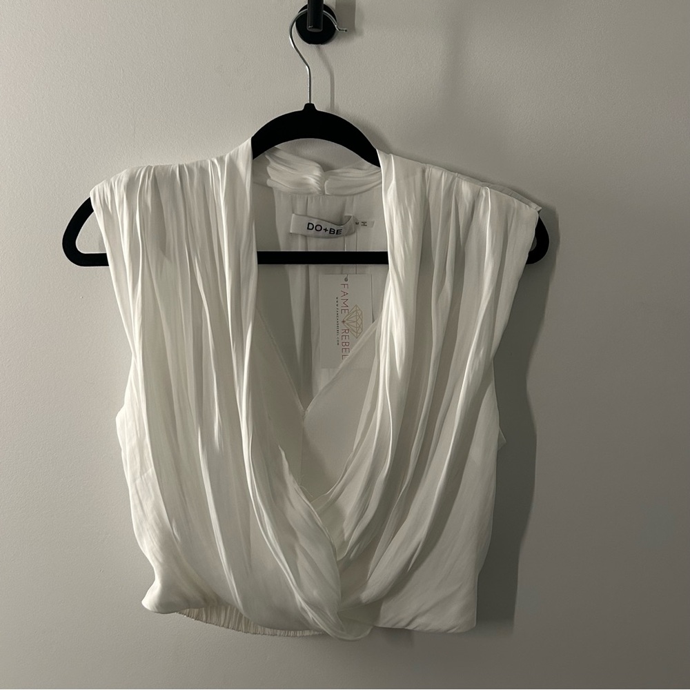 Do+Be Women's White Draped Top